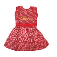 65% Off Red Floral Printed Sleeveless Frock