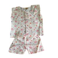 White Newborn Front Open Printed Shirt & Short Set 