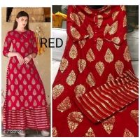 Classic Red Golden Embroidery Kurta With Palazzo
