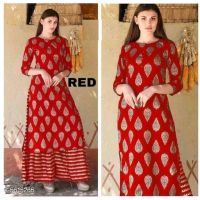 Classic Golden Embroidery Red Kurta With Palazzo