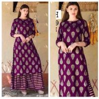 Classic Golden Embroidery Purple Kurta With Palazzo
