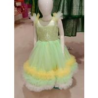 Green Net Satin & Cotton lining Raffle Gowns