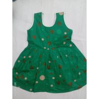 Green Polka Dot Printed Kids Dress