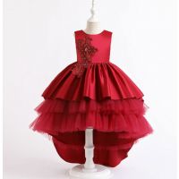 Beautiful Red Sleeveless Applique Floral Dress
