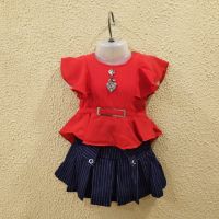 Stylish Red Kids Skirt Top