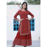 Alisha Petite Maroon Printed Kurtis