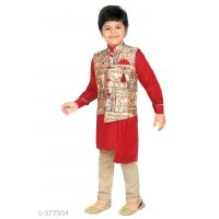 Kids Kurta Pyjama With Jacket Set