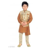 Kids Kurta Pyjama With Jacket Set