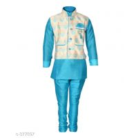 Kids Ethnic Wear Kurta Pyjama Waistcoat Set 