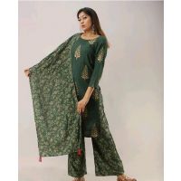 Abhisarika Fashionable Green Women Kurta Sets