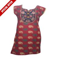 70% Off Maroon Floral Neck Embroidered Kurti