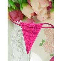 Lace Flower Print Embroidered Pink Thong