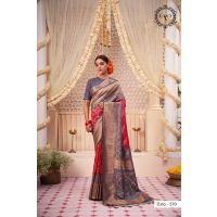 Laheriya Silk Red Women Raw Silk Saree