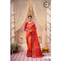 Laheriya Silk Orange Women Raw Silk Saree