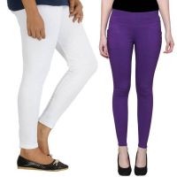 Purple & White Comfort Women Jeggings