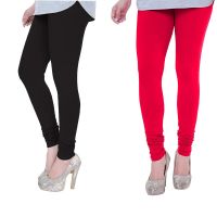 Women's Cotton Lycra Churidar Leggings Pack of 2