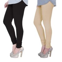 Women's Cotton Lycra Churidar Leggings Pack of 2