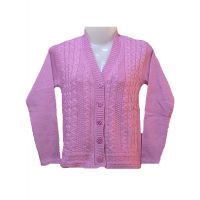 Light Purple Front Button Machine Knitted Cardigan/Sweater
