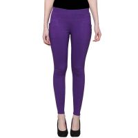 Purple Side Pocket Buttoned Jeggings