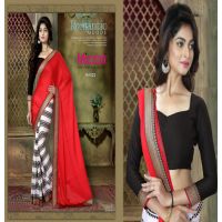 Mizzoli Red Satin GeorgettePrinted Saree