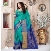 Meera Dark Green Tussar Jacqard Silk Saree