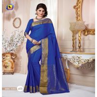 Meera Blue Tussar Jacqard Silk Saree