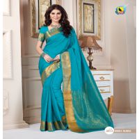 Meera Aqua Blue Tussar Jacqard Silk Saree