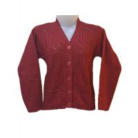 Maroon Machine Knitted Front Button Cardigan/Sweater