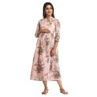 Seasons Cotton Floral Printed Long Maternity Dress