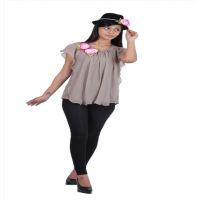 Mizzoli Gray Viscose Semi Gorgette Tunic Top