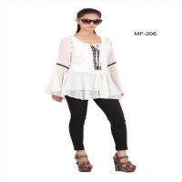 Mizzoli White Viscose Semi Gorgette Tunic Top