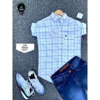 Classy Blue Men Full Sleeves Cotton Shirts