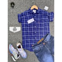 Classic Blue Men Full Sleeves Cotton Shirts