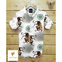 Classy White Printed Men Regular Fit Shirts