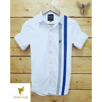 Classy White Side Stripes Men Regular Fit Shirts