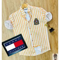 Yellow Lining Cotton Men Shirt