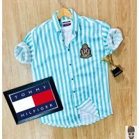 Blue Lining Cotton Men Shirt