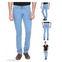 Adalyn Trendy Blue Denim Solid Mens Jeans
