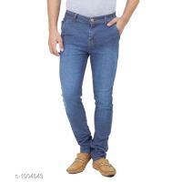 Stylish Blue Men Denim Solid Jeans