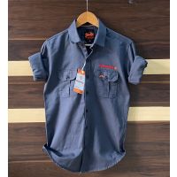Seasons Navy Cotton Cargo Shirts
