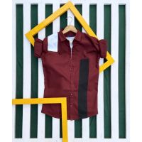 Designer Men Maroon Cotton Shirts