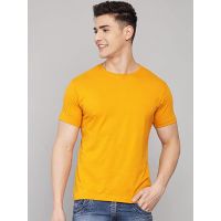 Seasons Men's Regular Fit Round-Neck Half Sleeves Solid Casual Wear T-Shirt Mustard