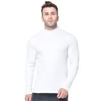 Seasons Men's Winter Wear Cotton High Neck Full Sleeves T-Shirt White