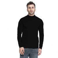 Seasons Men's Winter Wear Cotton High Neck Full Sleeves T-Shirt Black