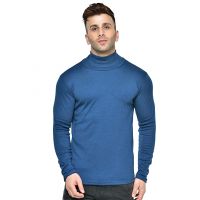 Seasons Men's Winter Wear Cotton High Neck Full Sleeves T-Shirt Indigo