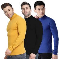Seasons Men's High Neck Winter Wear Cotton Full Sleeves T-Shirt Pack of 3