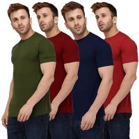 Seasons Men 100% Pure Cotton Round Neck Half Sleeve-Pack of 4