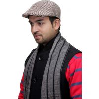 Seasons Grey  Muffler With Brown Check Cap 