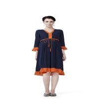 Radiation Safe-Comfortable round neck ruffel hem dress 