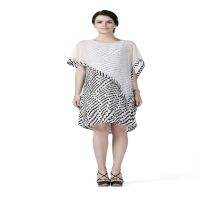 Radiation Safe-Stylish comfortable round Geo Print dress with a cape 